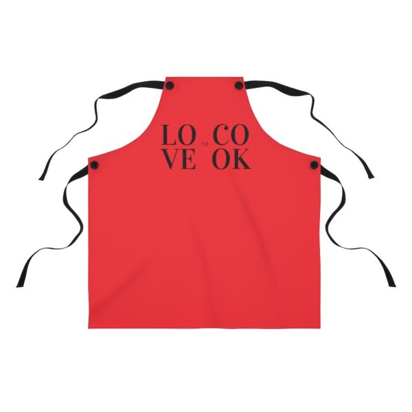 LOVE to COOK Apron - Red - Image 2