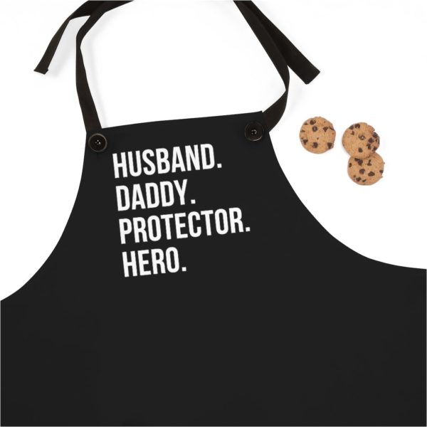 Husband Daddy Protector Hero Apron - Black - Image 3