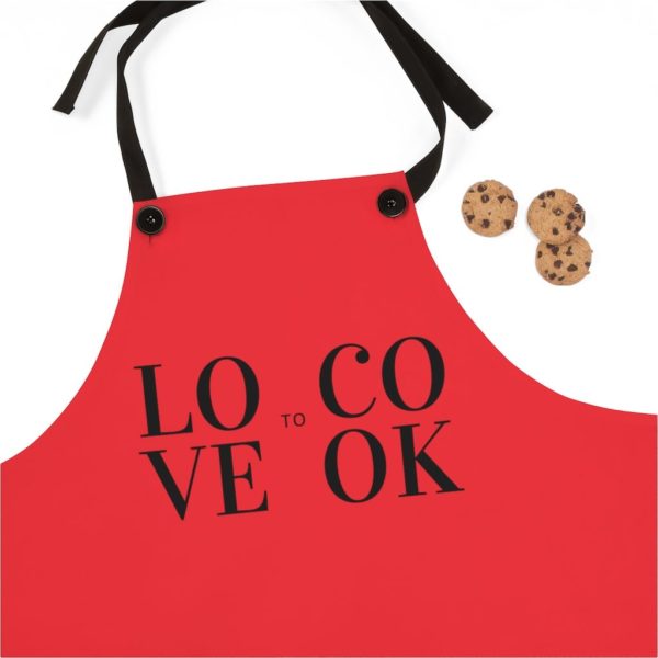 LOVE to COOK Apron - Red - Image 3